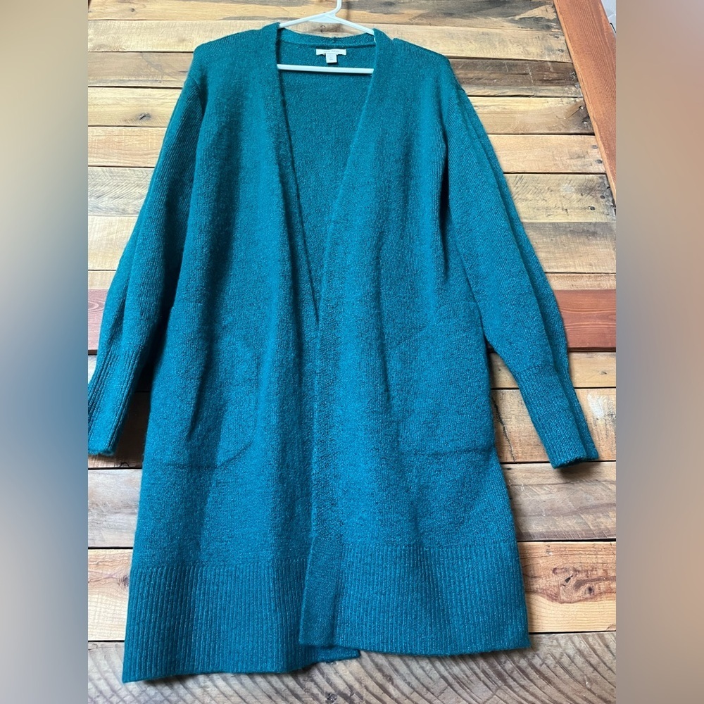 Nine West Teal Open-Front Sweater Cardigan - Picture 4 of 7